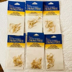 6 package set- Darice Gold 1” Earring Hooks Nickel Free (48 pieces)